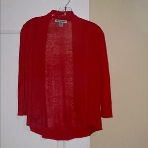 Tommy Bahama Vibrant Red Open-Front Linen Cardigan
